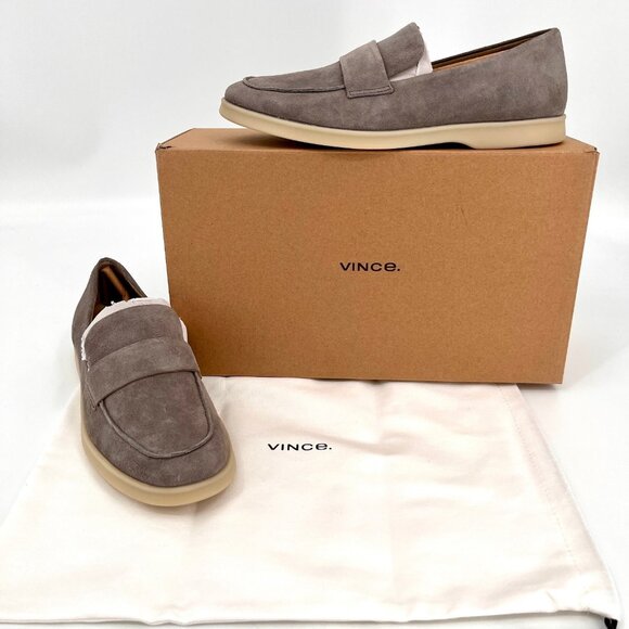 Vince Big Sur Suede Loafer Size 8.5M Smoke Grey Leather Lining Arch Support
